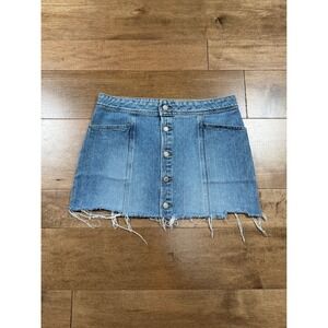Old Navy Denim Jean Mini Skirt Button Light Distressed Grunge Chic Y2K Womens 8